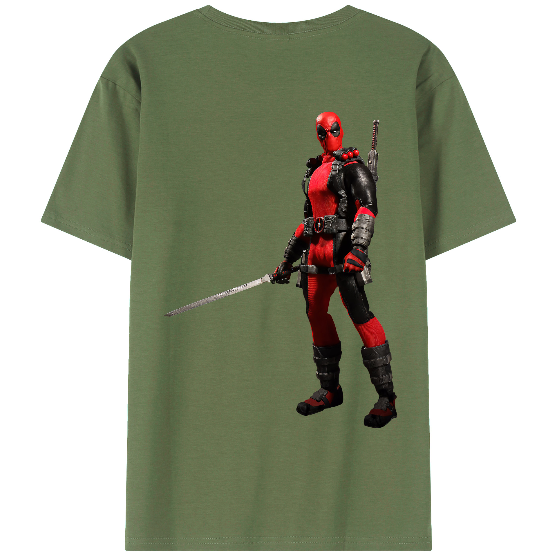 （画像用） Deadpool デッドプール 綿100％ メンズ半袖Tシャツ（バックプリント） 通気性